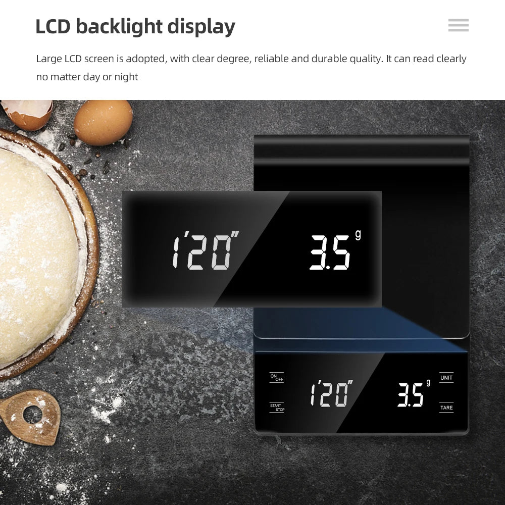 KŌHI-Home Digital Coffee Scale with Timer – Precision Scale for Pour Over, Drip & Espresso (3 kg / 0.1 g)