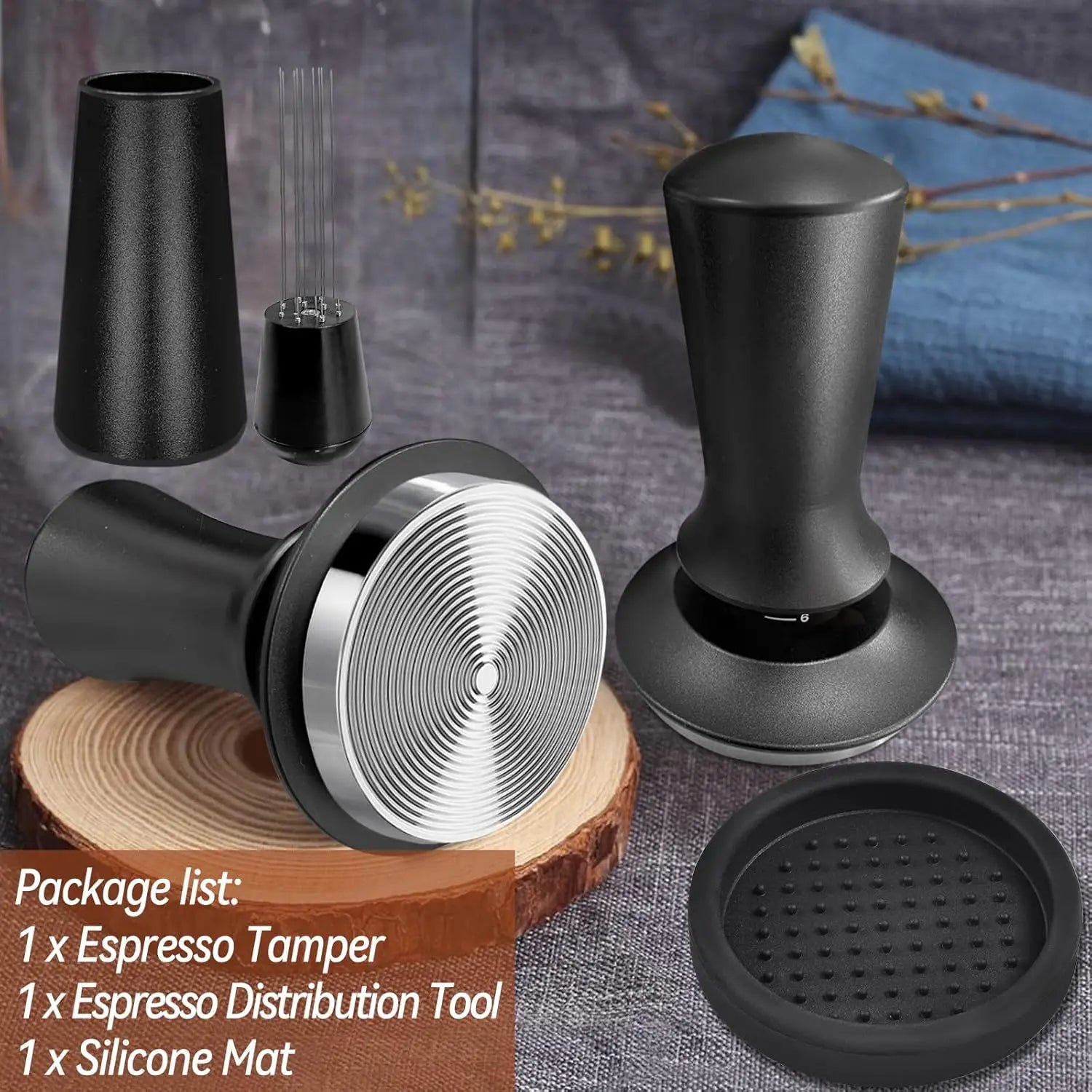KŌHI-Home Coffee Tool Set (4–7-delig) – RVS Tamper, WDT Naald, Doseerring & Espresso Accessoires voor Thuisbarista’s
