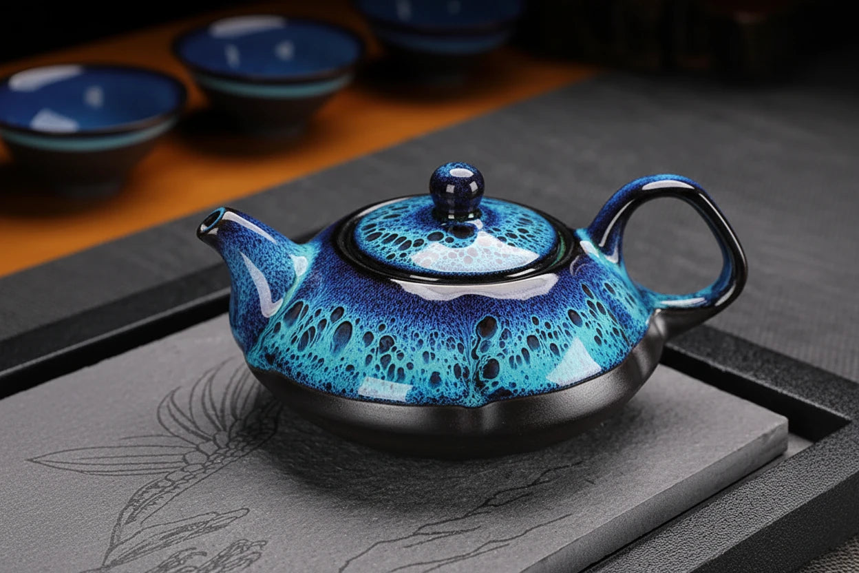 KŌHI-Home Jun Kiln Ceramic Teapot &amp; Cup Set – Handcrafted Chinese Tea Service