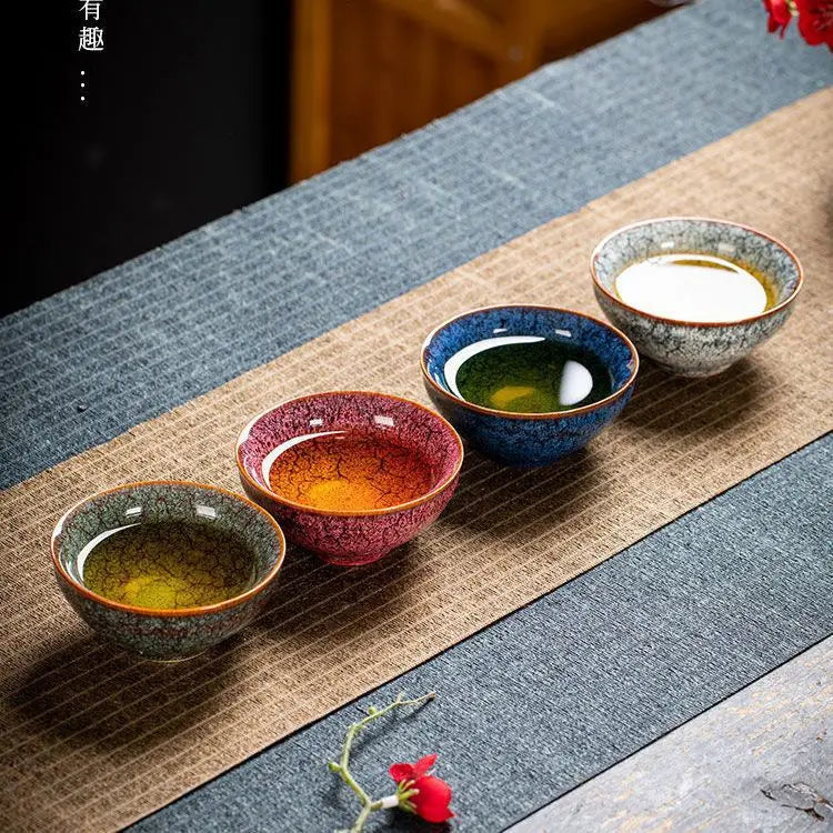 KŌHI-Home Four Seasons Kiln-Transformed Ceramic Tea Cups – Gift Set of 4