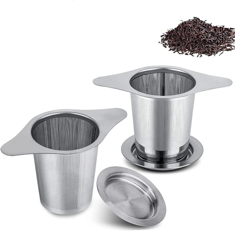 KŌHI-Home Stainless Steel Tea Infuser – Fine Mesh Strainer with Double Handles for Loose Leaf Tea
