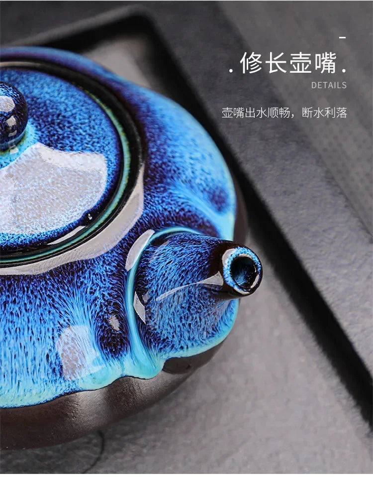 KŌHI-Home Jun Kiln Ceramic Teapot &amp; Cup Set – Handcrafted Chinese Tea Service