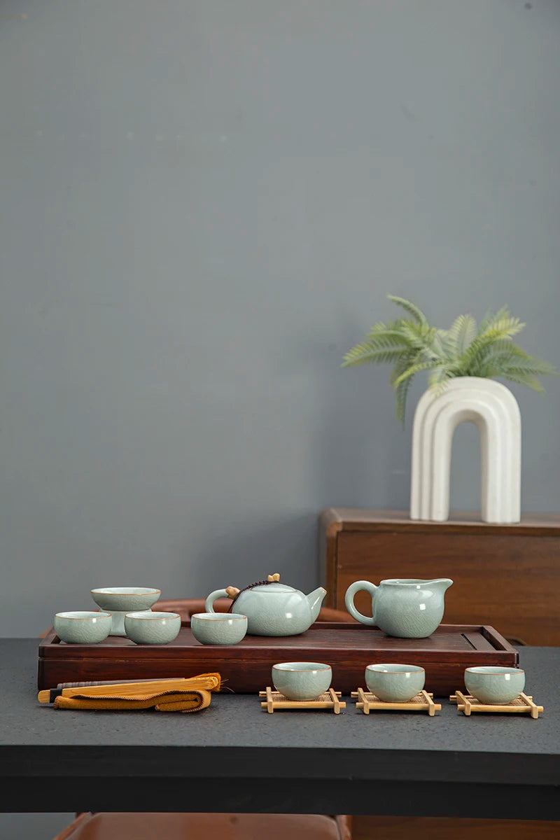 KŌHI-Home Yixing Ceramic Kung Fu Tea Set (27-Piece) – Chinese Tea Ceremony Set with Solid Wood Tea Tray