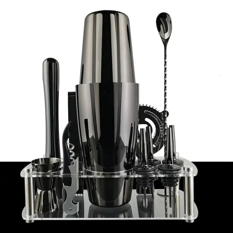 KŌHI-Home Boston Shaker Cocktail Set (12-Piece) – Stainless Steel Bar Tools with Stand