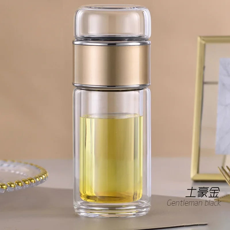 KŌHI-Home Double-Wall Glass Tea Bottle with Infuser