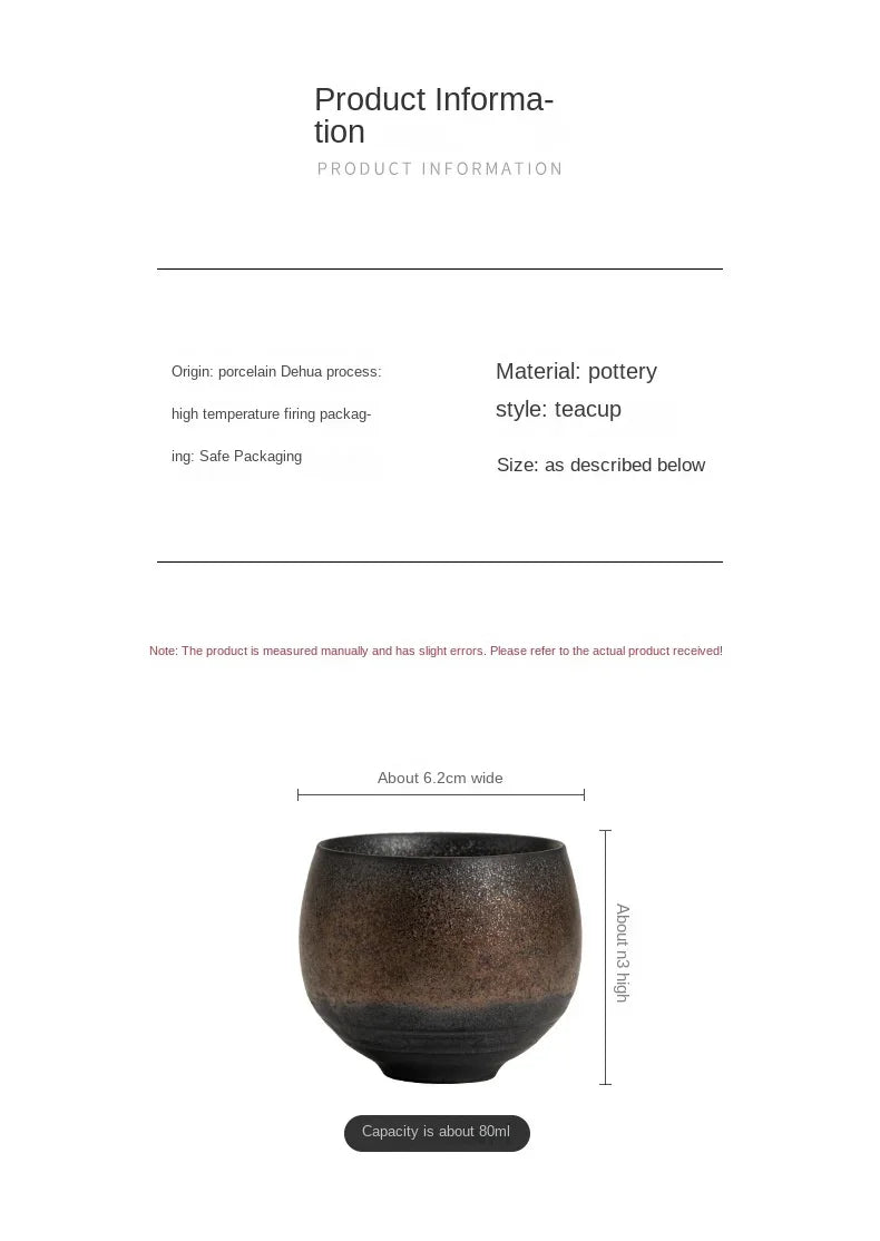 KŌHI-Home Japanese Handmade Stoneware Tea Cup – 1 Piece