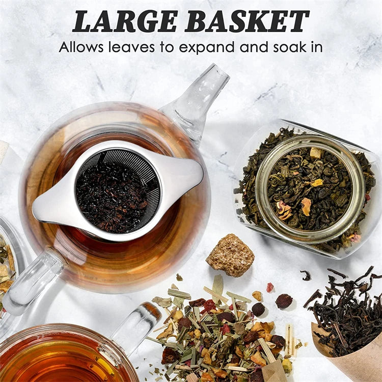 KŌHI-Home Stainless Steel Tea Infuser – Fine Mesh Strainer with Double Handles for Loose Leaf Tea