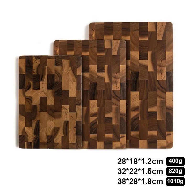 KŌHI-Home Solid Acacia Wood Cutting Board – Dark Checkered Grain Wooden Chopping Board