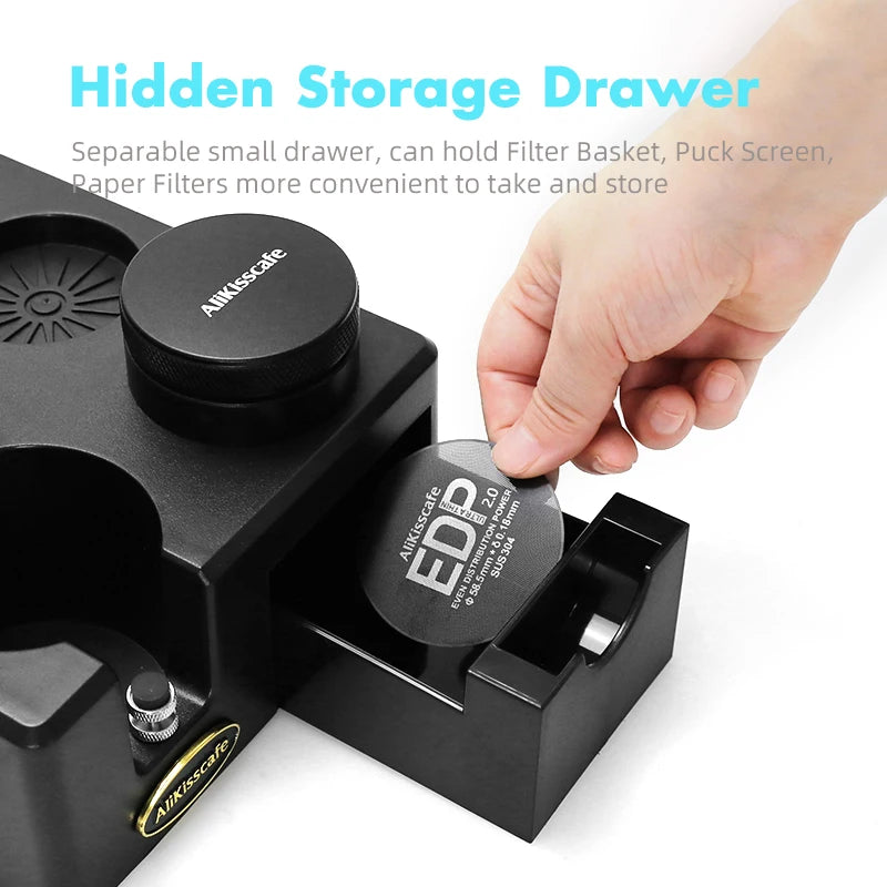 KŌHI-Home Coffee Tamping Station – Portafilter Holder with Storage Drawer