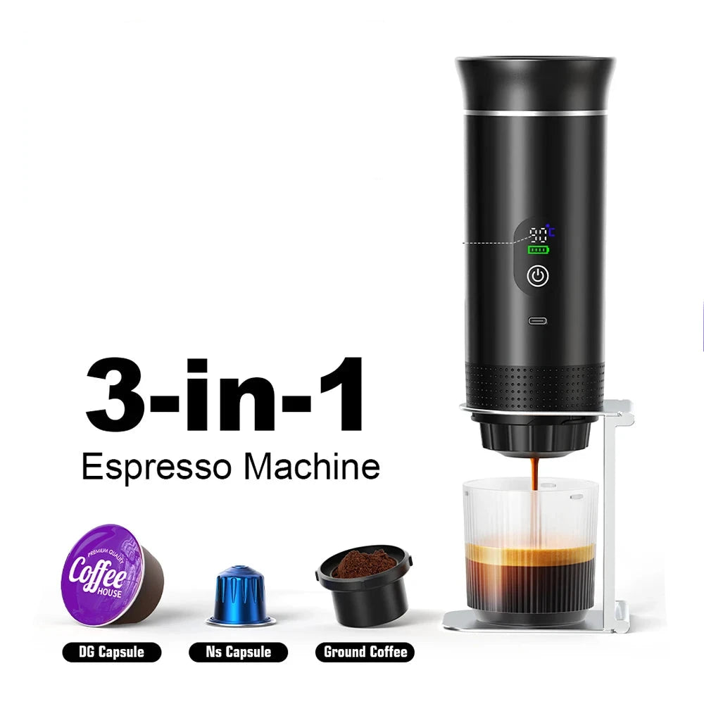 KŌHI-Home Portable Espresso Machine – 3-in-1 Capsule & Ground Coffee Maker with Digital Display
