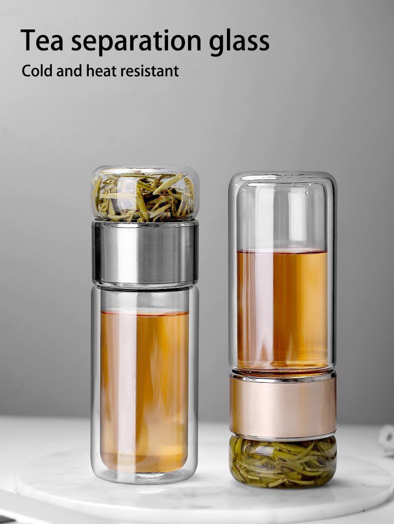 KŌHI-Home Double-Wall Glass Tea Bottle with Infuser