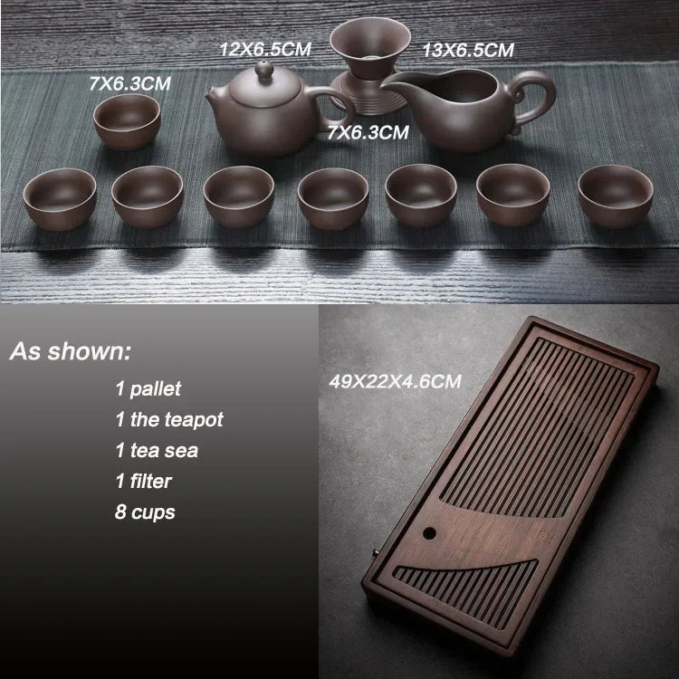 KŌHI-Home Yixing Ceramic Kung Fu Tea Set (27-Piece) – Chinese Tea Ceremony Set with Solid Wood Tea Tray