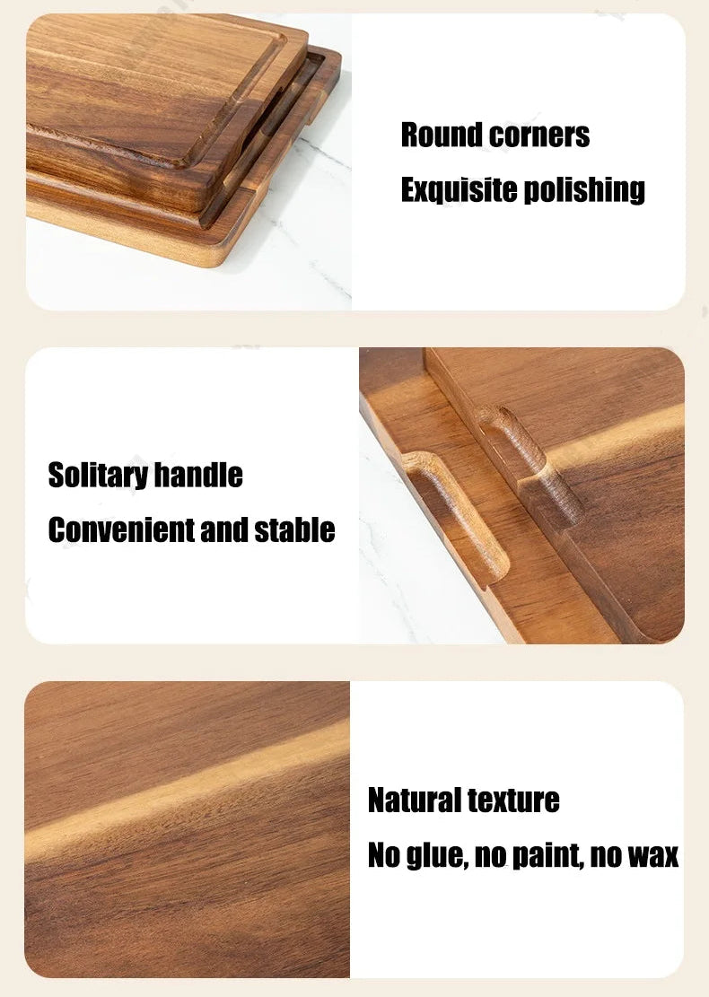 KŌHI-Home Thick Acacia Wood Cutting Board – Large Solid Wood Board for Kitchen & Table