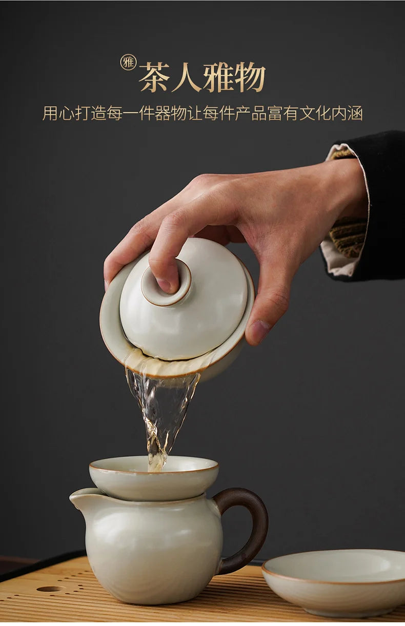 KŌHI-Home Yixing Ceramic Kung Fu Tea Set (27-Piece) – Chinese Tea Ceremony Set with Solid Wood Tea Tray