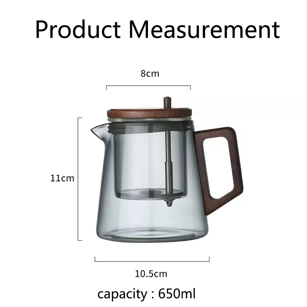 KŌHI-Home Glass Teapot with One-Click Tea Separation — 650ml
