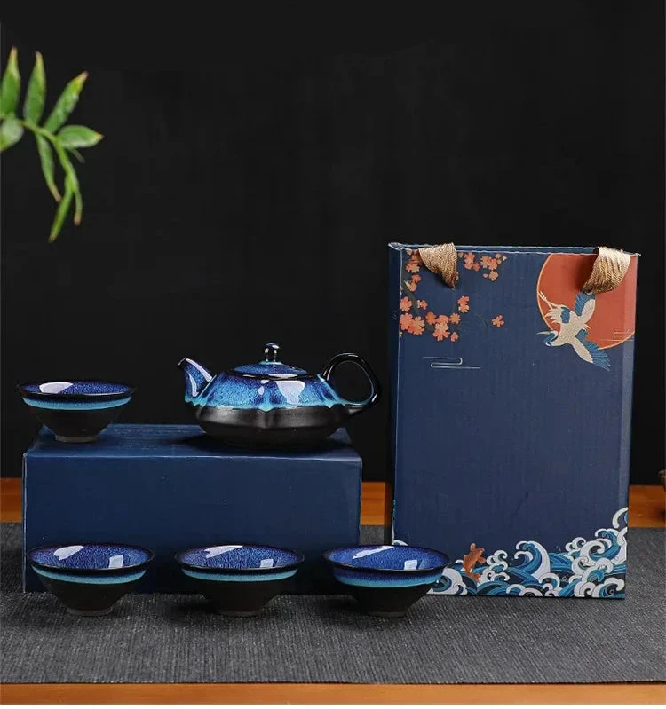 KŌHI-Home Jun Kiln Ceramic Teapot &amp; Cup Set – Handcrafted Chinese Tea Service