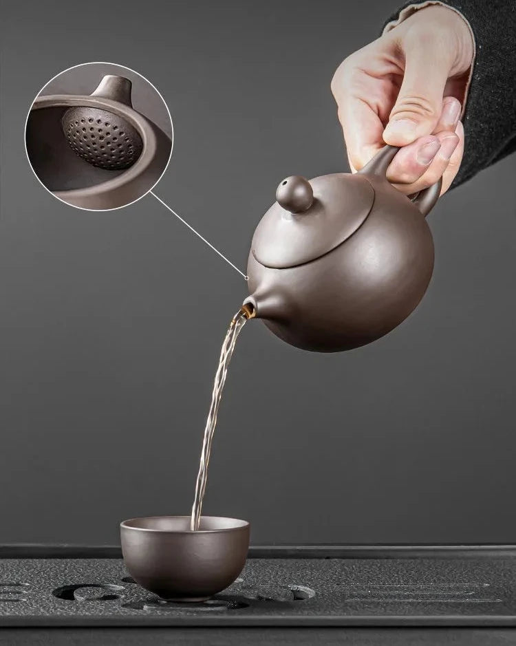 KŌHI-Home Yixing Ceramic Kung Fu Tea Set (27-Piece) – Chinese Tea Ceremony Set with Solid Wood Tea Tray